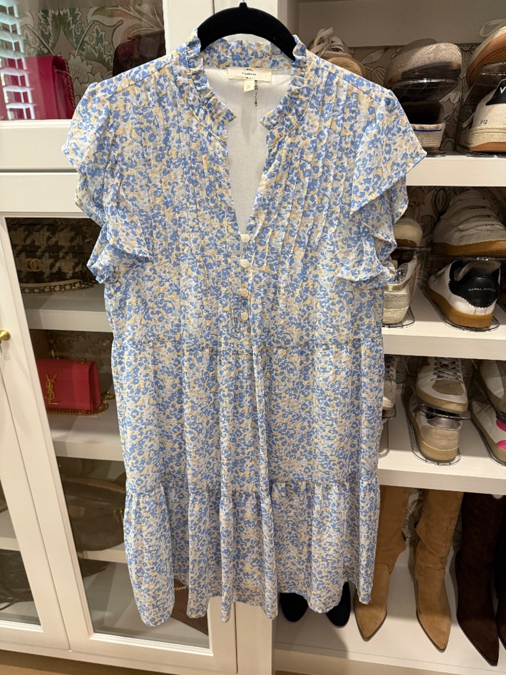 Entro Floral Dress with Pintuck Detail